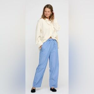 On 34th Blue Striped Drawstring Pants